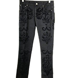 Cartise Black Velvet Embossed Jeans NEW 6